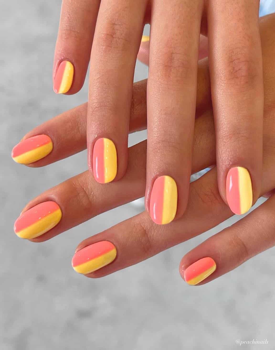 Color Block Visual Idea — Peach Nails