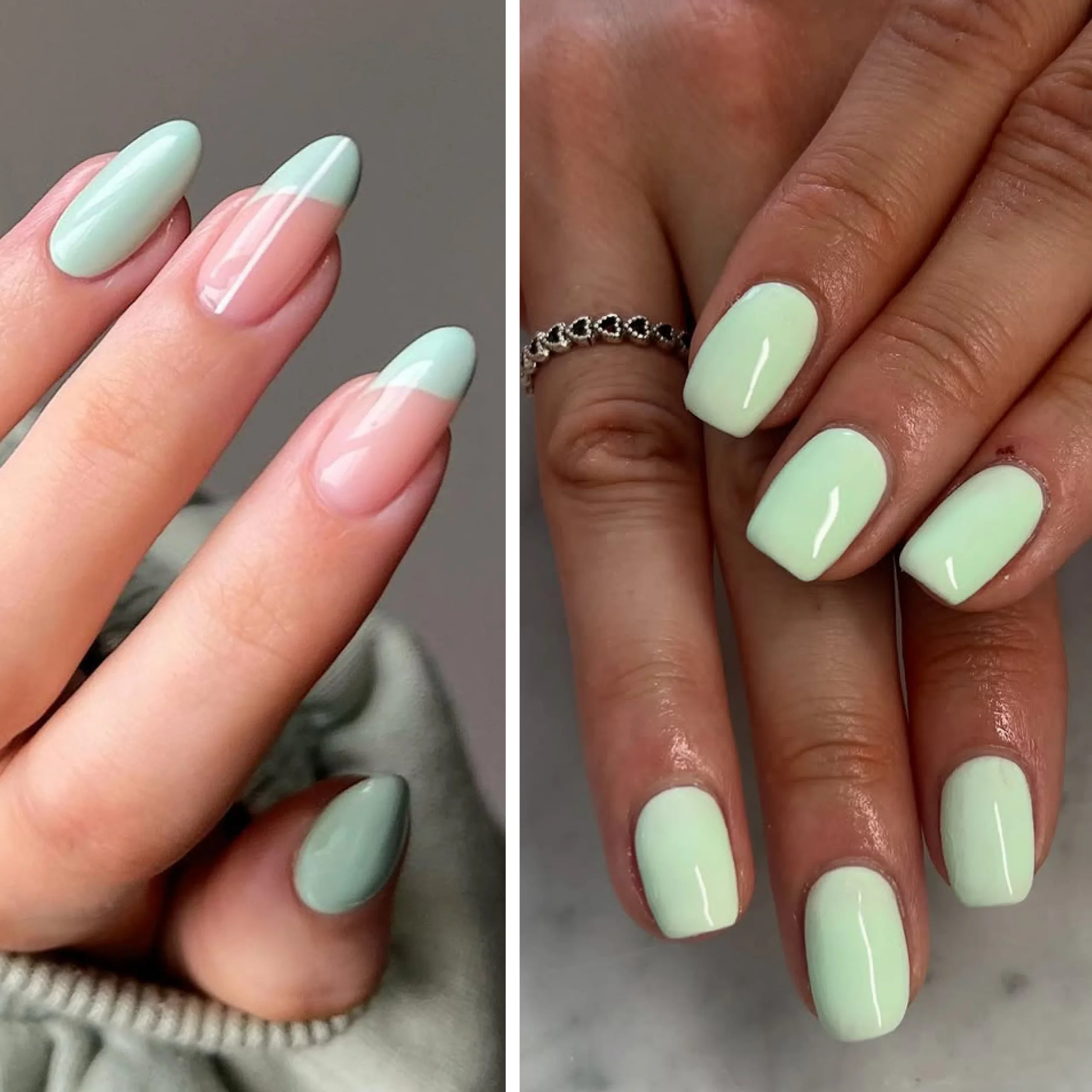 Mint Green With A Sheer Pink Base Visual Idea Mint Green With A Sheer Pink Base Visual Idea — Mint Green Nails