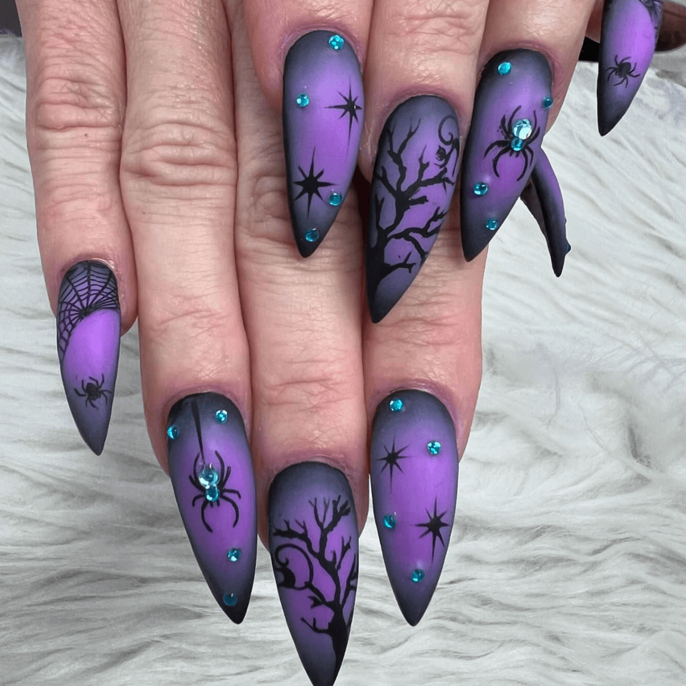Black Purple Pink Gradient Matte Long Stiletto Nails Black Purple Pink Gradient Matte Long Stiletto Nails — Purple Nails