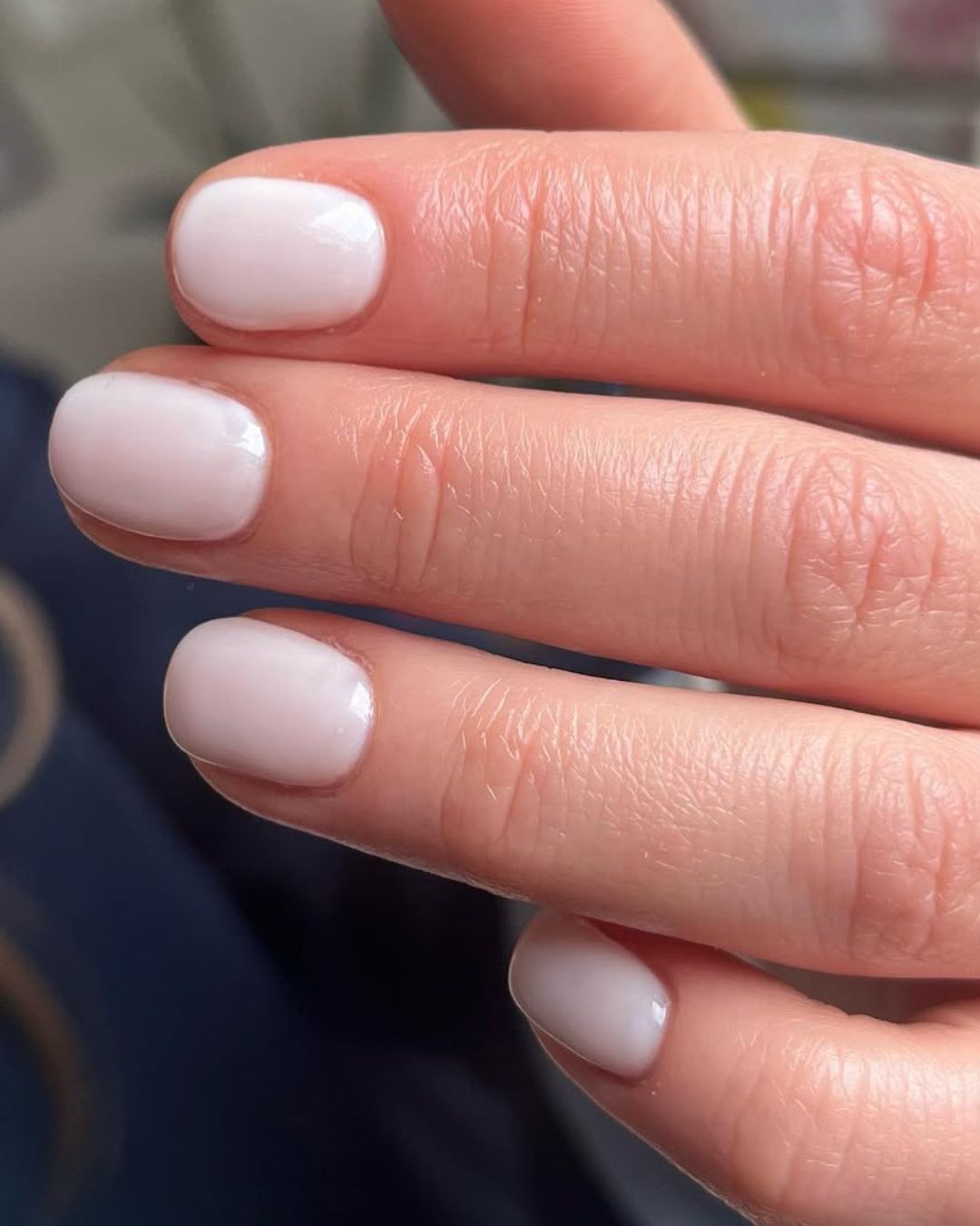 Short Rounded Square Pale Milky White Nails — Funny Bunny Nails