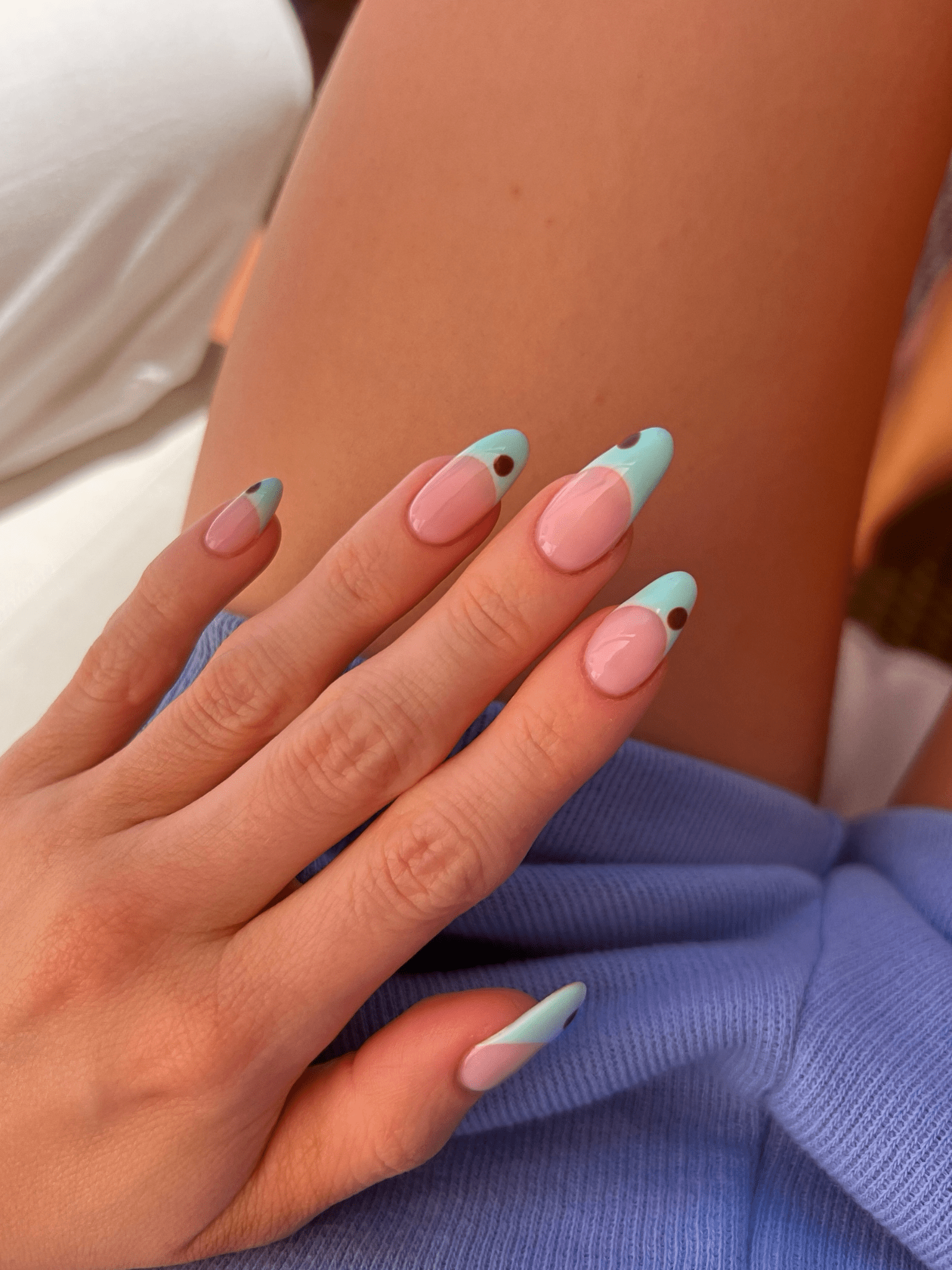 Geometric Color Block French Tips — Vacation Nails