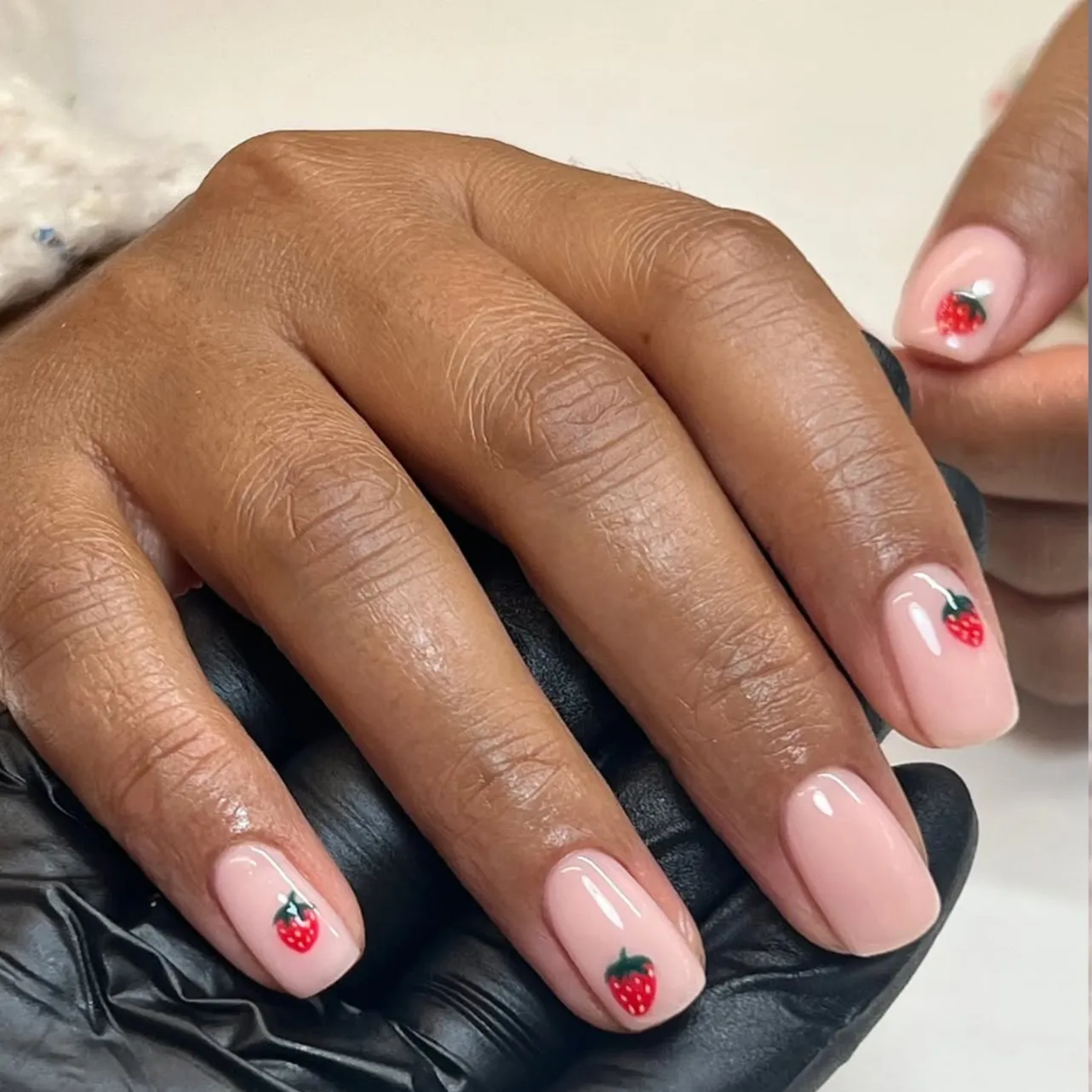 Short Oval Strawberry Decals — Vacation Nails