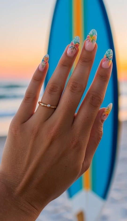 Tropical Floral Palm Leaf Art — Beach Nails