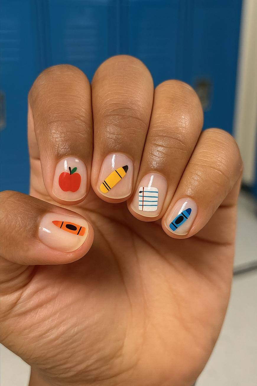 Short Natural School Supply Illustrations Short Natural School Supply Illustrations — School Nails