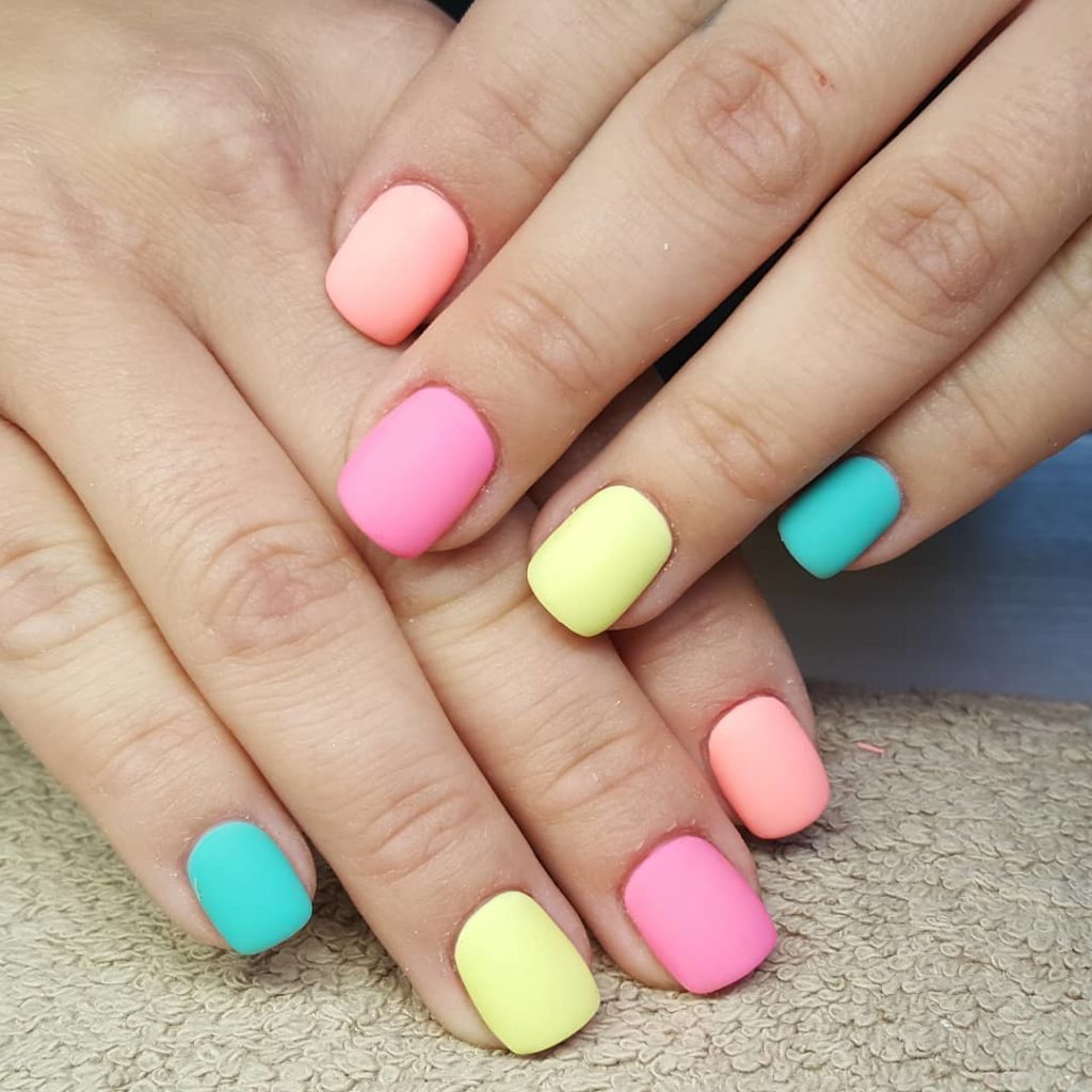 Matte Vibrant Color Block Nails — Nails for Kids