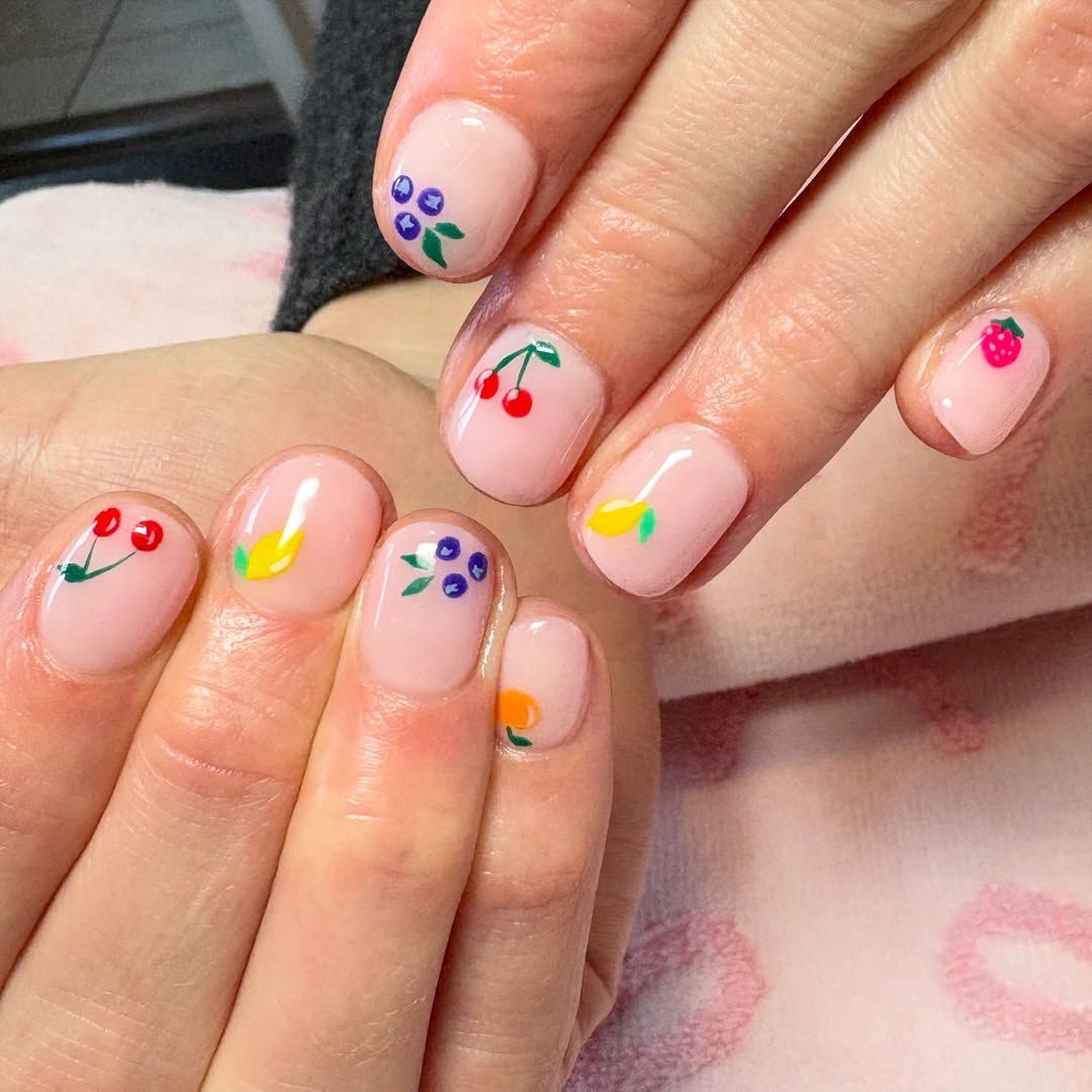 Hand-Painted Fruit Illustration Nails — Nails for Kids