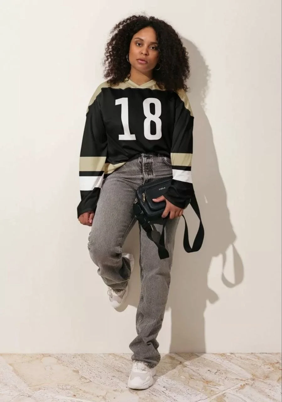 Athletic-Inspired Jersey Top with Straight-Leg Jeans — Streetwear Outfits