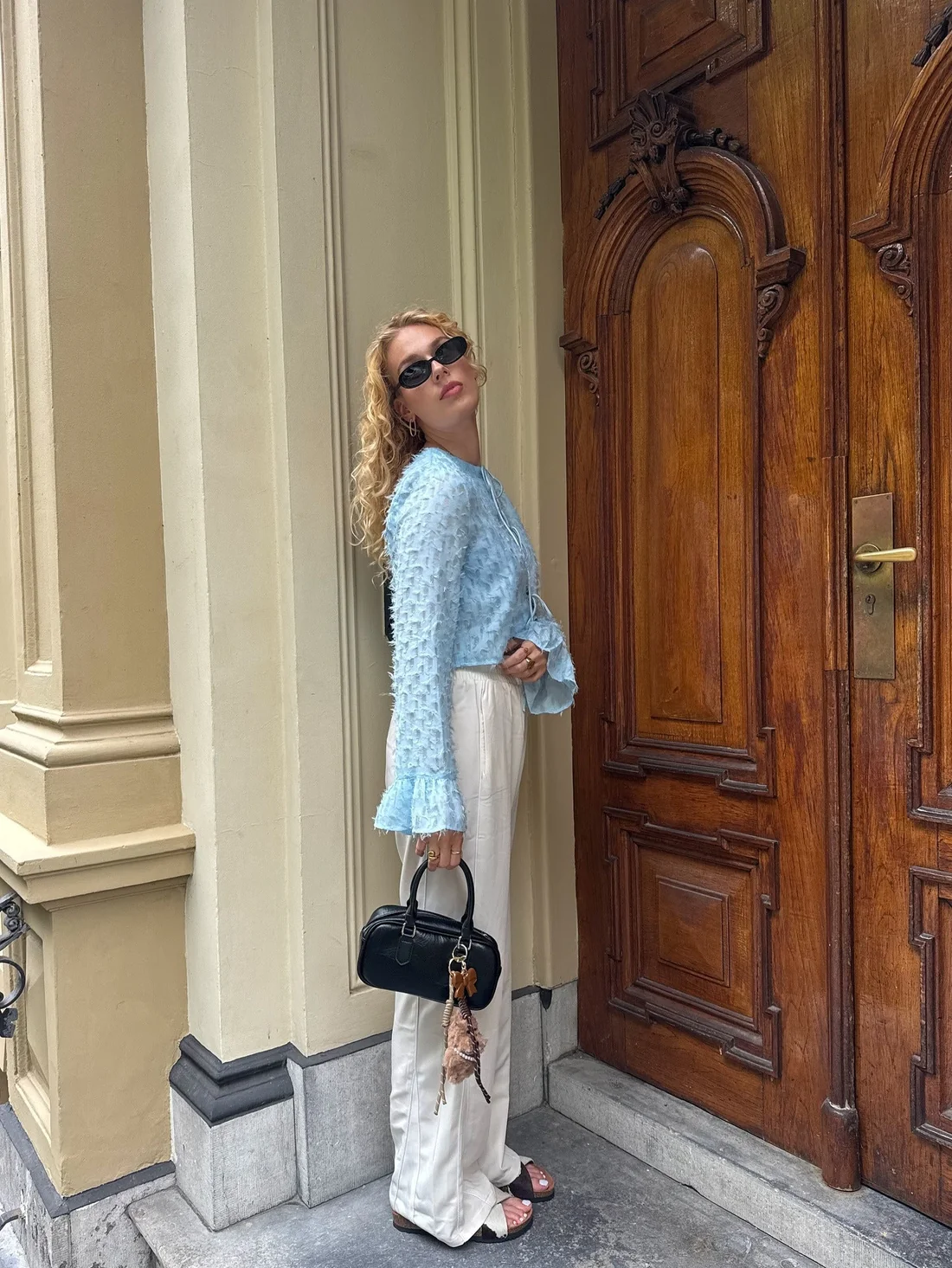 Textured Blouse and Wide-Leg Trousers Textured Blouse and Wide-Leg Trousers — Aesthetic Outfits