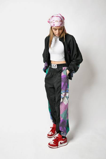 Patchwork Trousers and Bomber Jacket: Edgy 80s Athleisure Patchwork Trousers and Bomber Jacket: Edgy 80s Athleisure — 80s Outfits