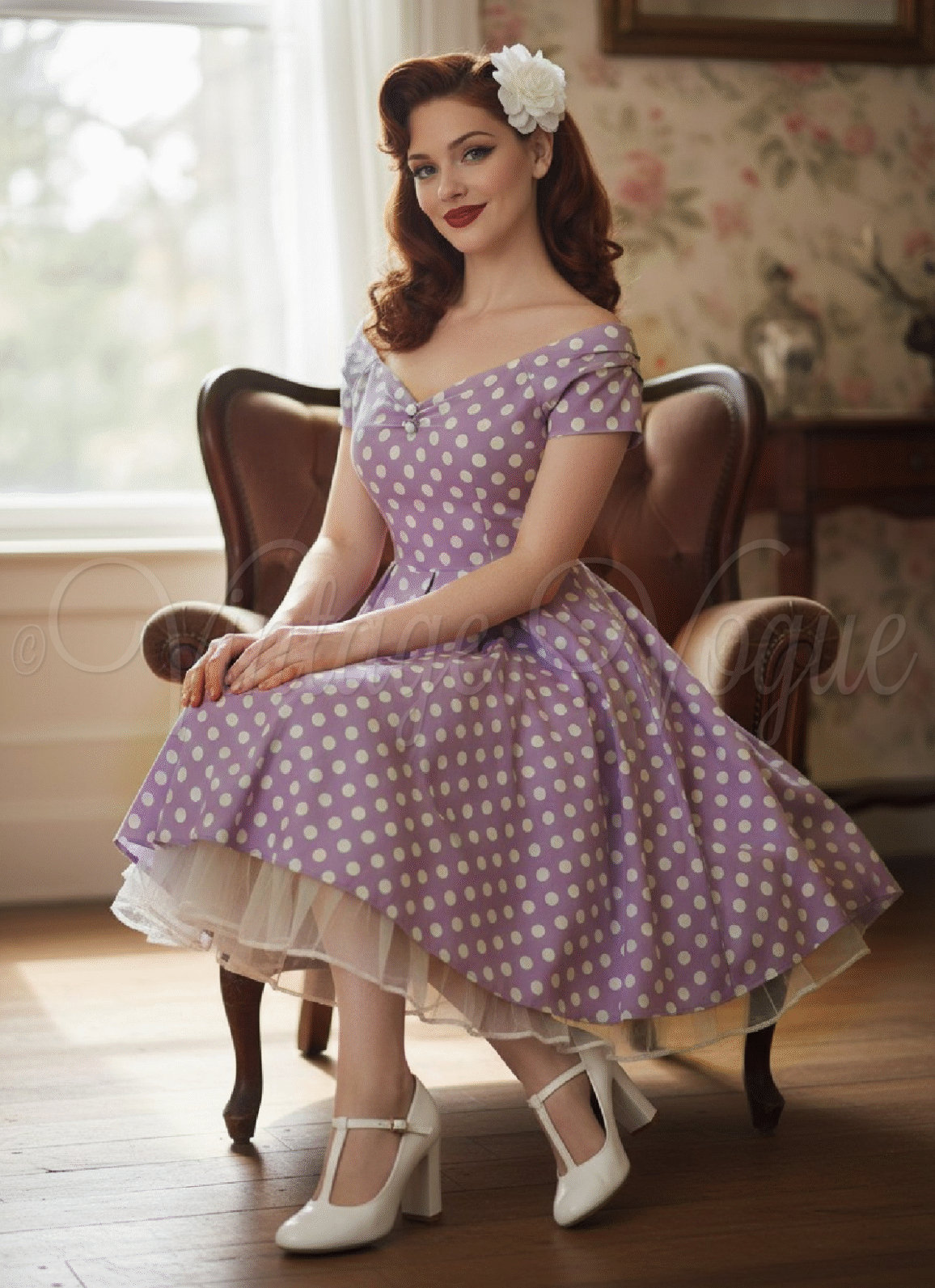 Party Ready: Lilac Polka Dot Dress with Petticoat Party Ready: Lilac Polka Dot Dress with Petticoat — 50s Outfits