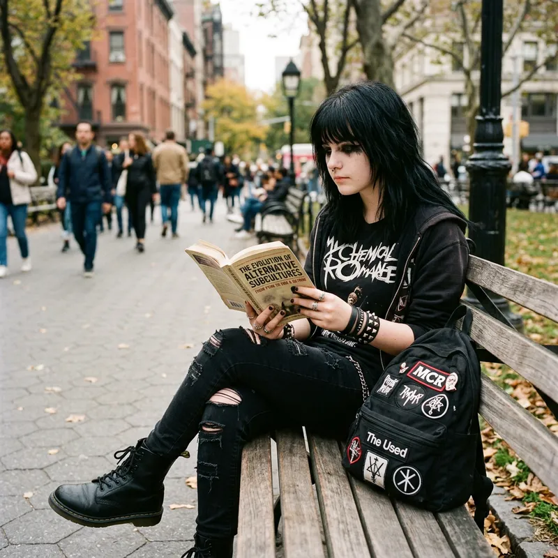 Edgy Emo Fashion: Teenager's Alternative Subculture Look | AI Art Generator | Easy-Peasy.AI
