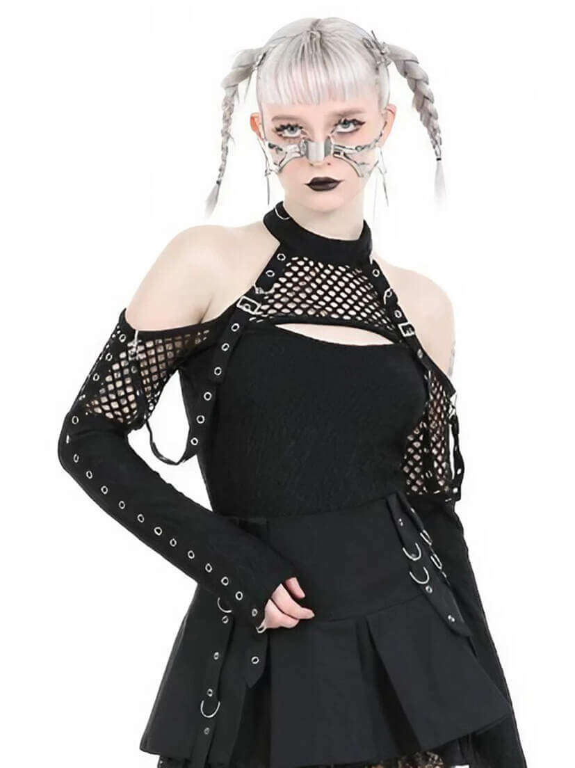 Textural Punk: Fishnet Top and Black Skirt Textural Punk: Fishnet Top and Black Skirt — Punk Outfits