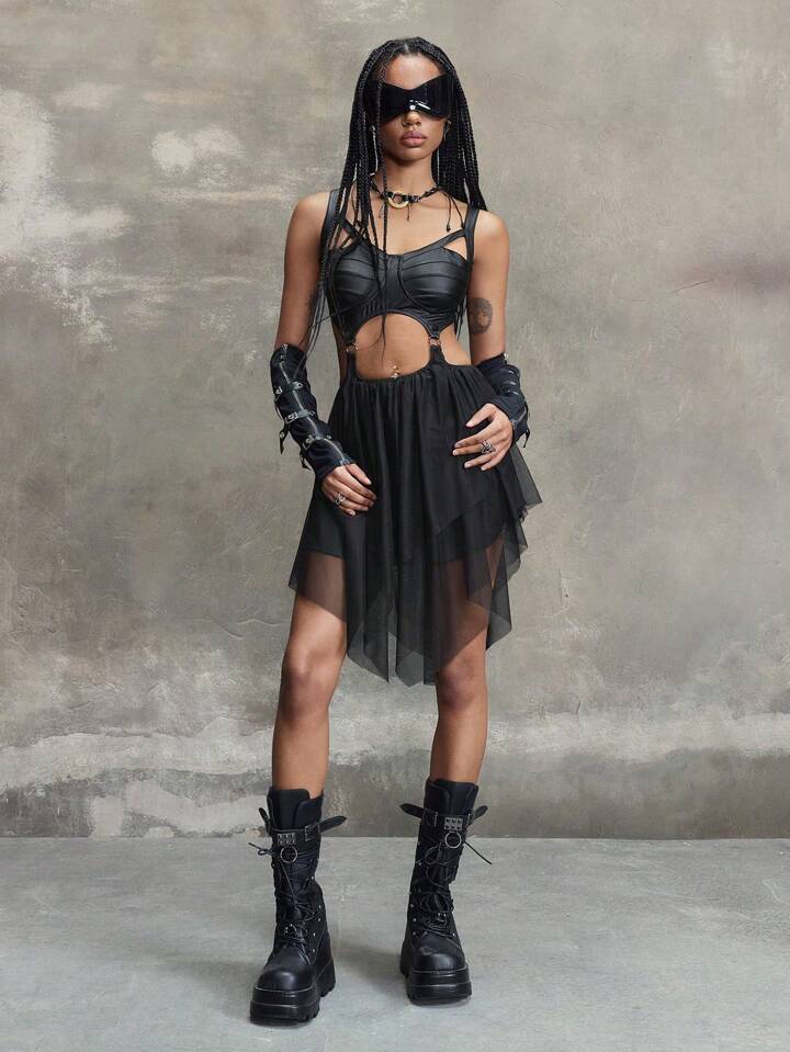 Dark Punk: Cutout Dress and Platform Boots Dark Punk: Cutout Dress and Platform Boots — Punk Outfits
