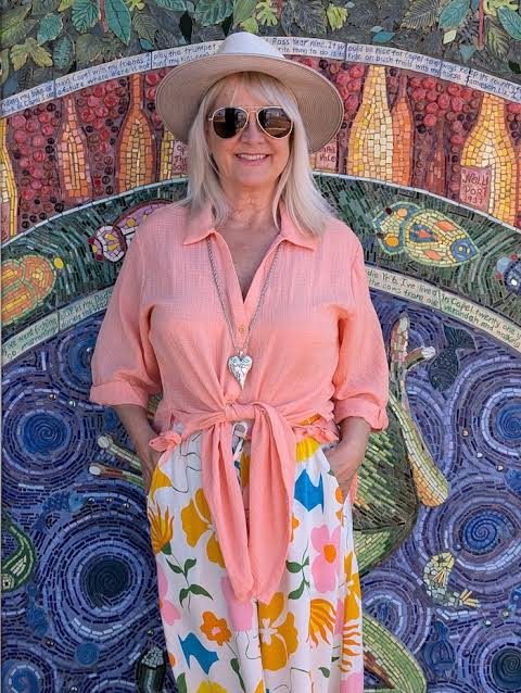 Floral Wide-Leg Pants and Tied Shirt: Relaxed Boho Daywear Floral Wide-Leg Pants and Tied Shirt: Relaxed Boho Daywear — Boho Outfits