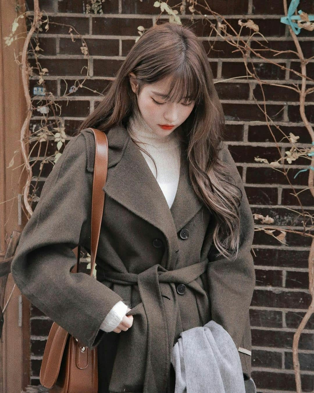 Belted Olive Green Wool Coat for Autumn Belted Olive Green Wool Coat for Autumn — Korean Outfits