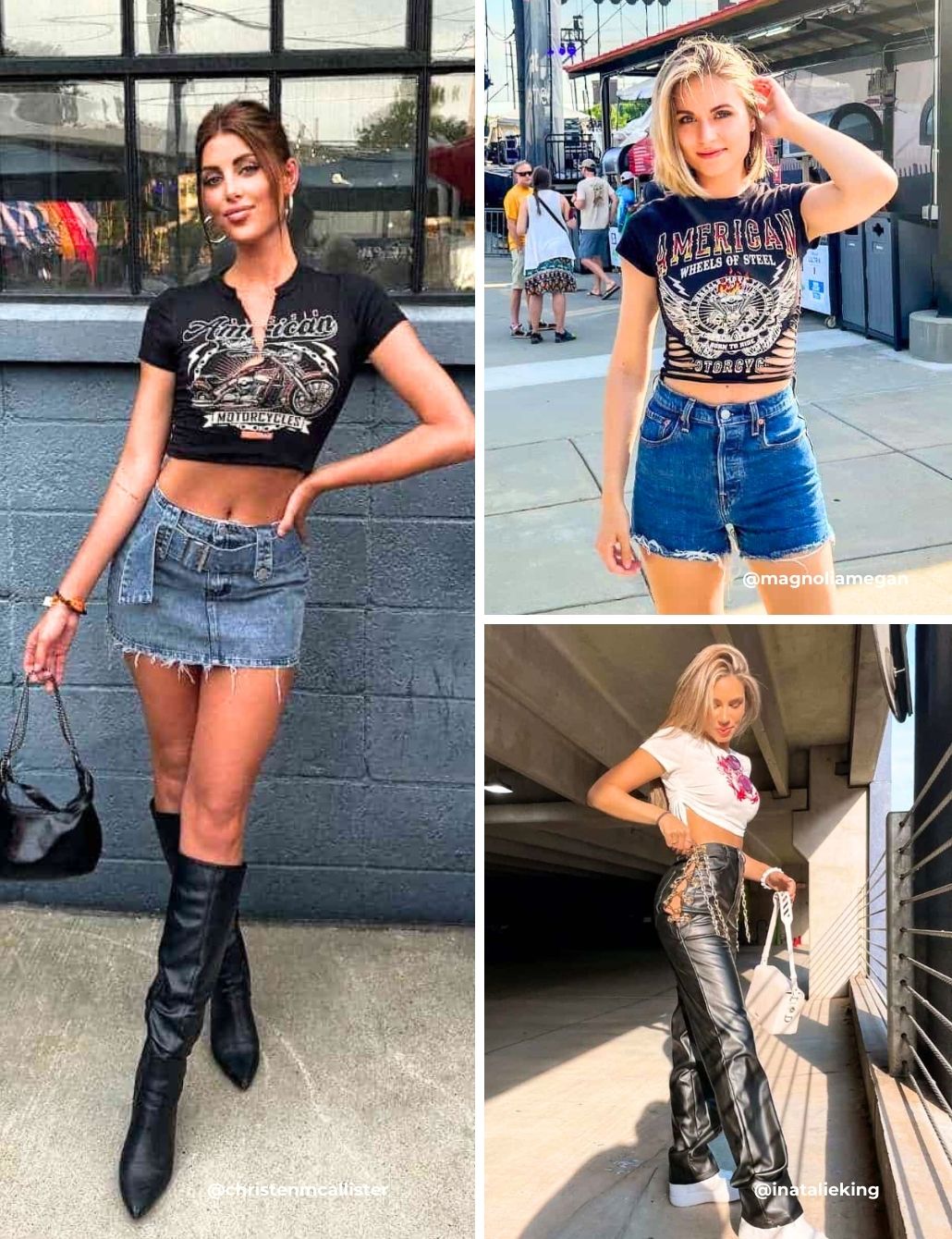 Graphic Crop Top and Denim Mini Skirt Graphic Crop Top and Denim Mini Skirt — Rock and Roll Outfits