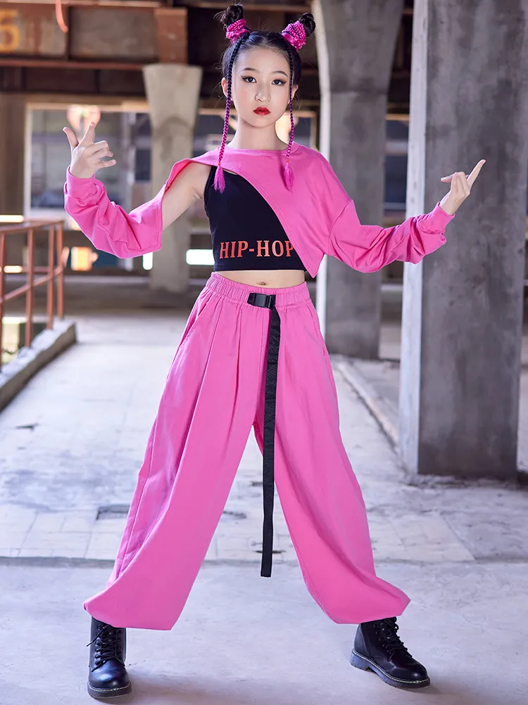 Pink Two-Piece Dance Set with Oversized Overlay and Belt Pink Two-Piece Dance Set with Oversized Overlay and Belt — Dance Outfits