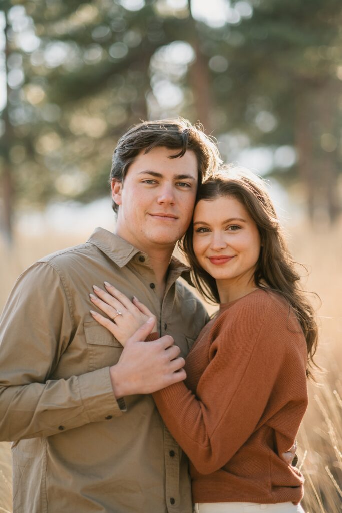 Cozy Outdoor Engagement: Cotton Shirt and Knit Sweater Cozy Outdoor Engagement: Cotton Shirt and Knit Sweater — Engagement Photo Outfits