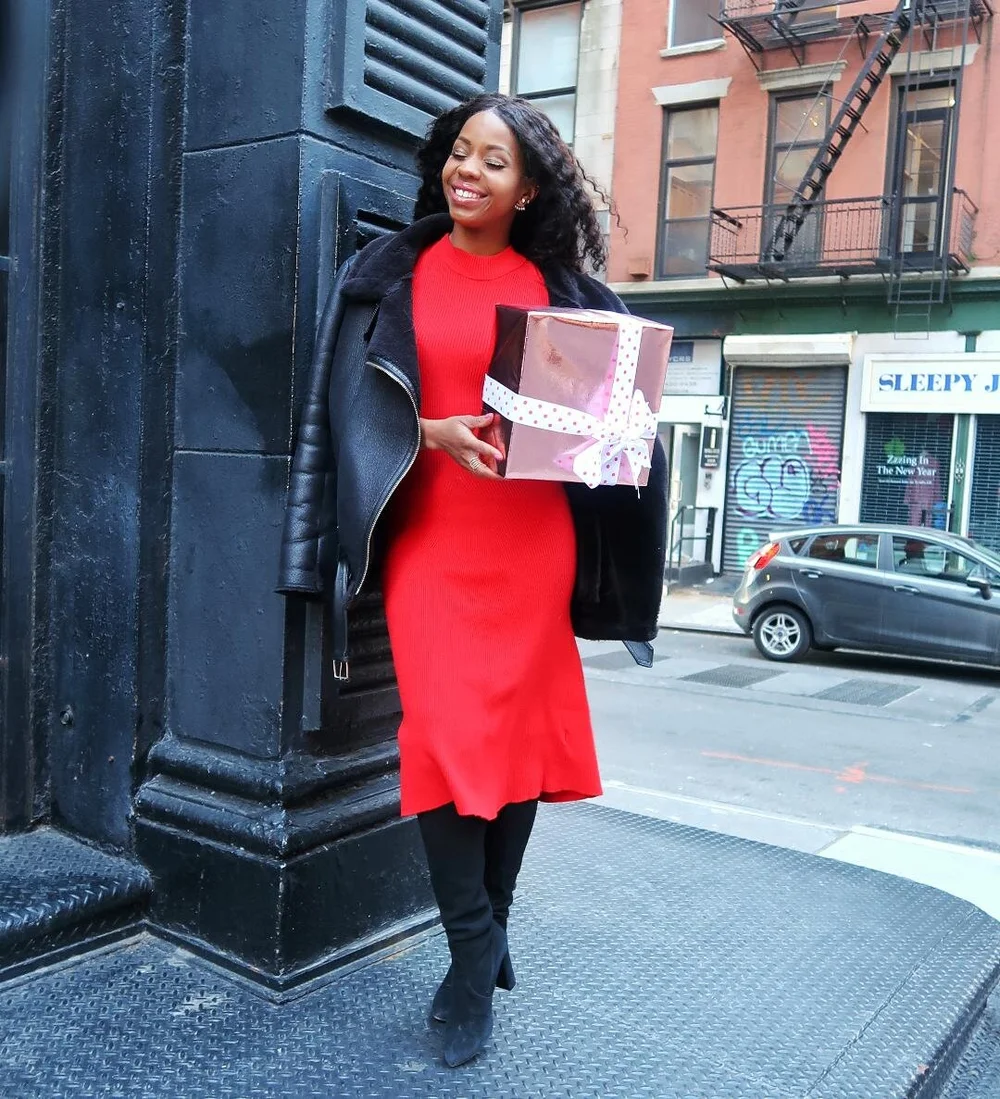 Striking Red Dress with Leather Jacket for a Bold Statement Striking Red Dress with Leather Jacket for a Bold Statement — Picture Day Outfits