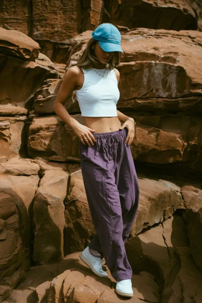 Bold Purple Pants for a Playful Camping Outfit Bold Purple Pants for a Playful Camping Outfit — Camping Outfits