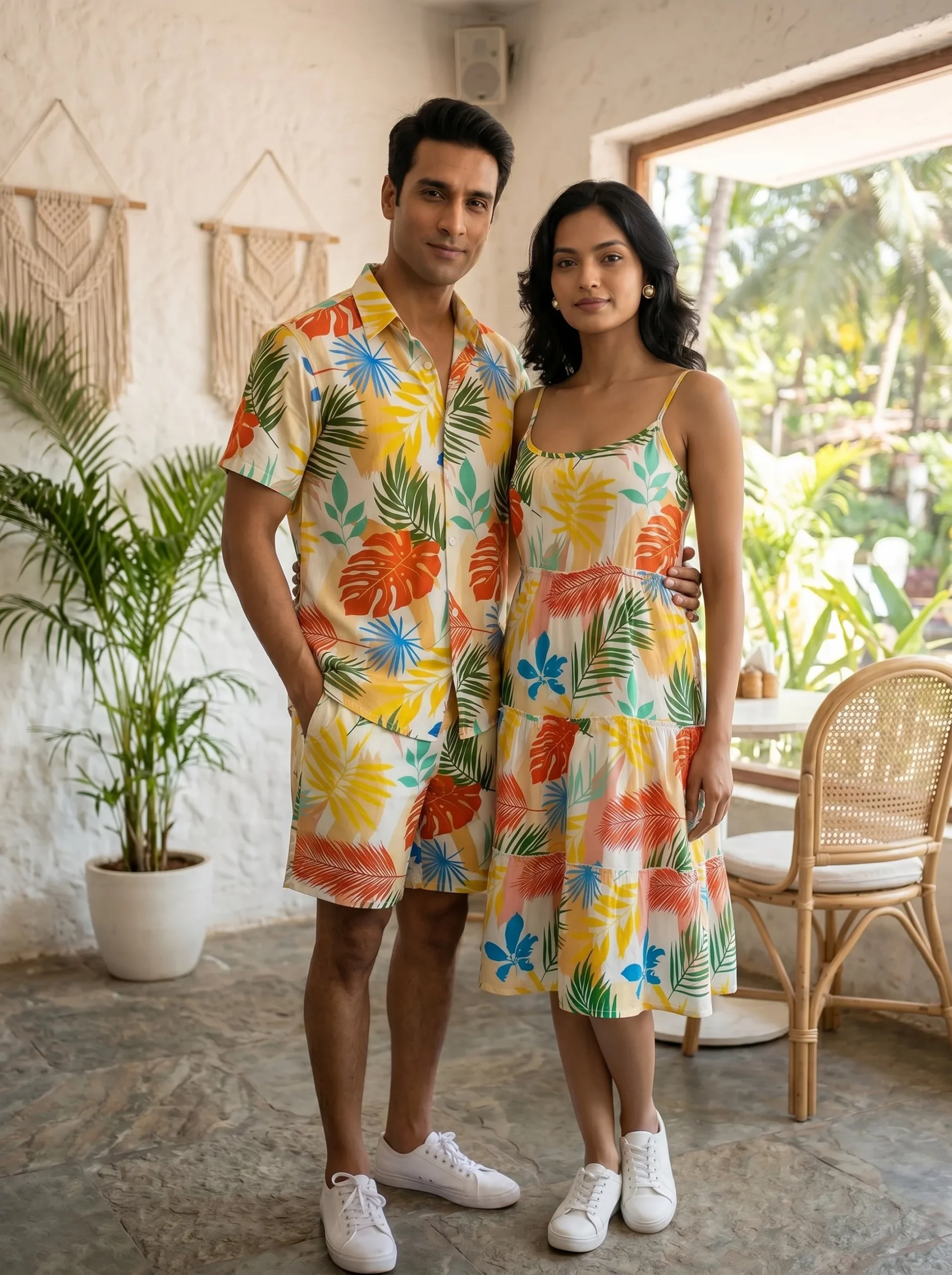 Matching Tropical Resort Look: Tiered Midi Dress Matching Tropical Resort Look: Tiered Midi Dress — Honeymoon Outfits