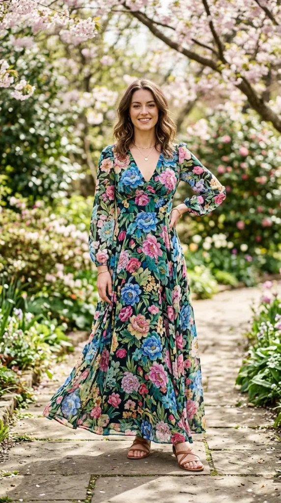Bohemian Flair: Floral Print Maxi Dress Bohemian Flair: Floral Print Maxi Dress — Tall Women Outfits