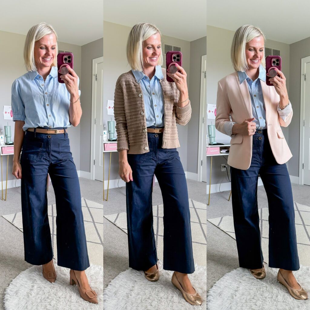 Versatile Navy Trousers: Layering Options for the Classroom Versatile Navy Trousers: Layering Options for the Classroom — Substitute Teacher Outfits