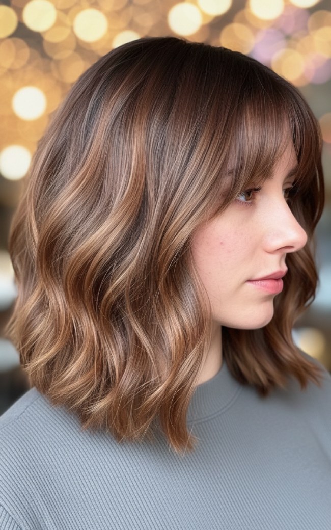 Chin Bob With Blunt Bangs And Waves — Loose Waves