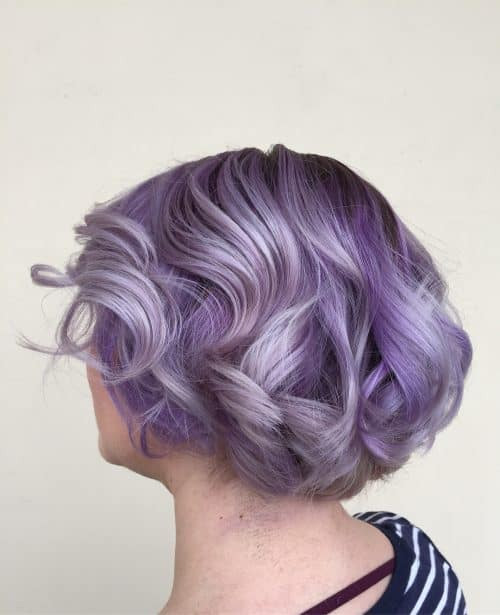 Silver-Violet Chin Bob Soft Waves Silver-Violet Chin Bob Soft Waves — Violet Hair
