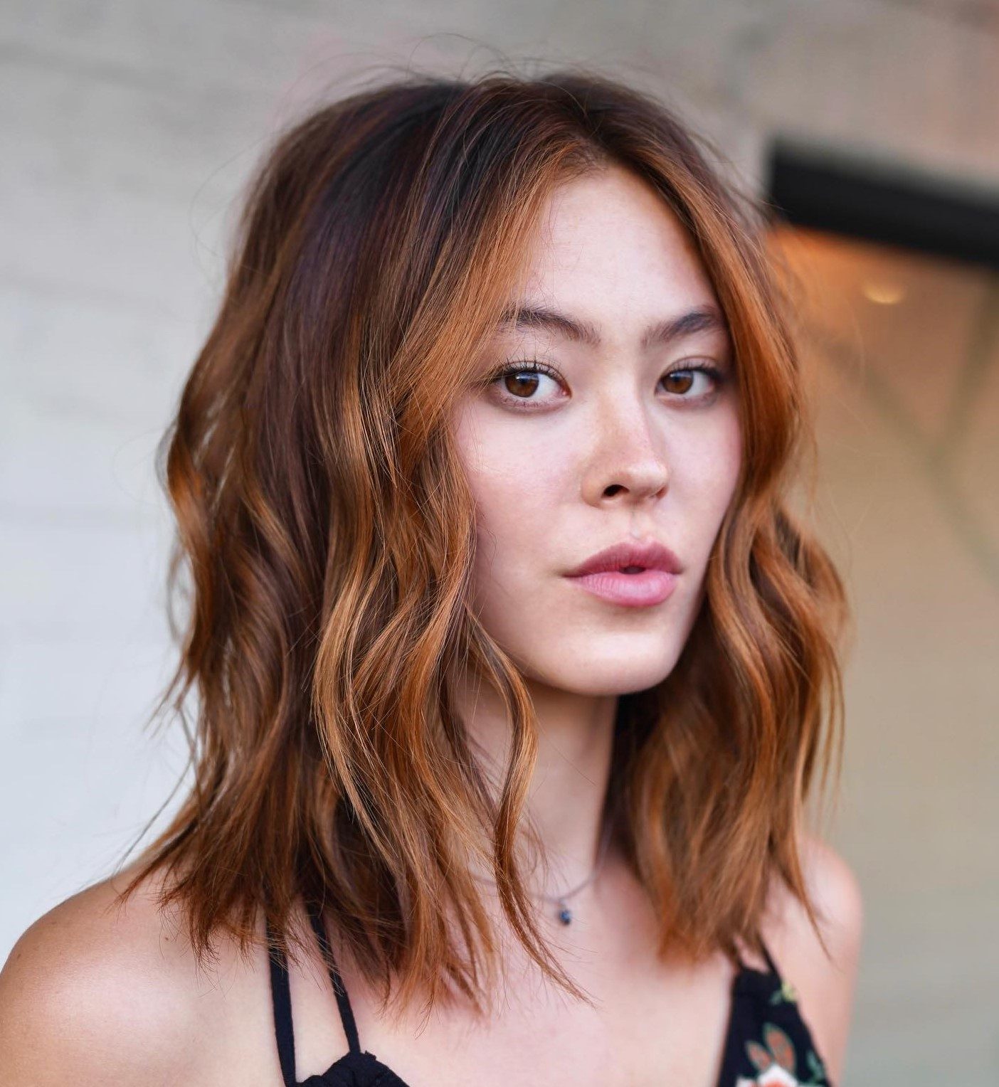 Textured Lob With Copper — Easy Hairstyles for Medium Hair