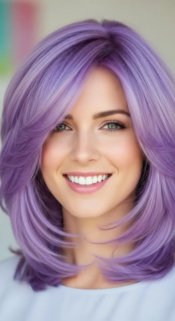 Pastel Purple Bob with Side-Swept Bangs Pastel Purple Bob with Side-Swept Bangs — Pastel Purple Hair
