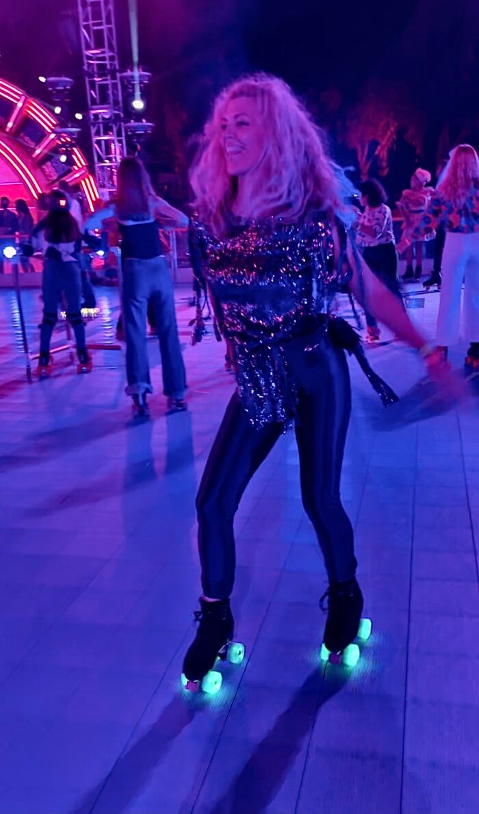 Shimmering Sequins and Striped Leggings for Disco Vibes — Roller Skating Outfits