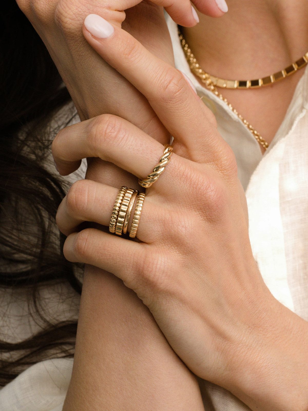 High Tide Ring Set of 4 | Gold Ring Stack | Uncommon James Gold / 8