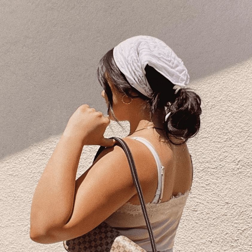 Low Nape Bun With Tied Bandana Low Nape Bun With Tied Bandana — Bandana Hairstyles