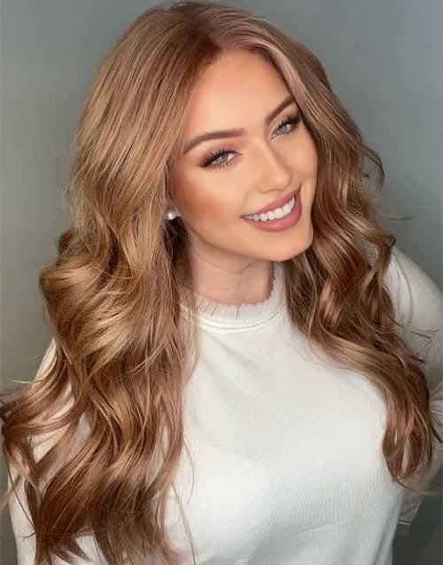Collarbone Copper Blonde Balayage Side Part Collarbone Copper Blonde Balayage Side Part