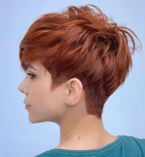 Copper Tone Pixie with Undercut — Pixie Cut for Thick Hair