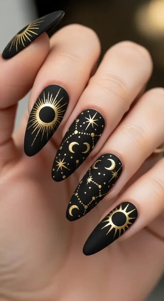 Matte Visual Idea Matte Visual Idea — Moon and Stars Nails