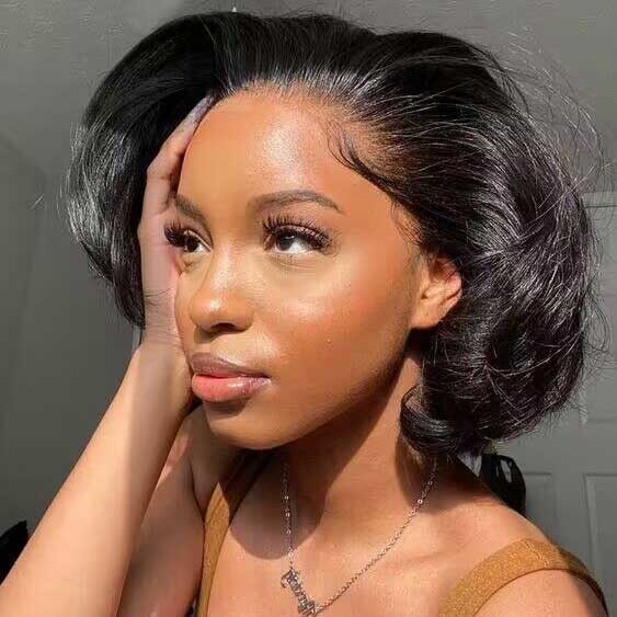 Natural Black Bob With Soft Waves Natural Black Bob With Soft Waves — Wig Hairstyles