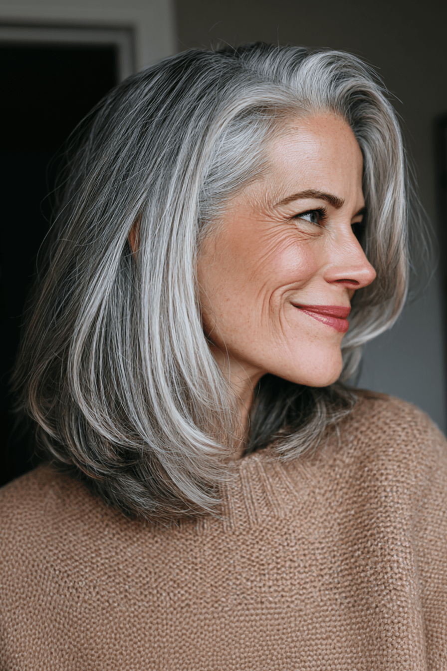 Ash Blonde Collarbone Cut With Curtain Bangs — Shoulder Length Hairstyles