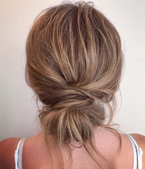 Blonde Low Messy Bun Blonde Low Messy Bun — Messy Updo