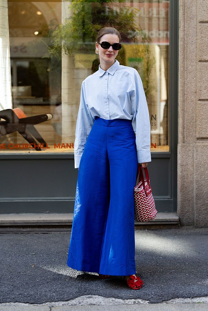 Bold Royal Blue Pants for Street Style — Wide Leg Pants