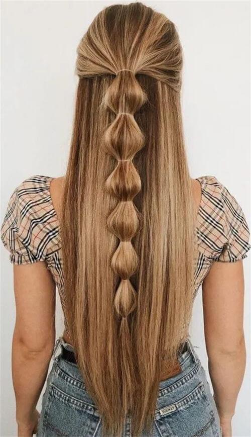Half-Up Half-Down Bubble Braid Style Half-Up Half-Down Bubble Braid Style