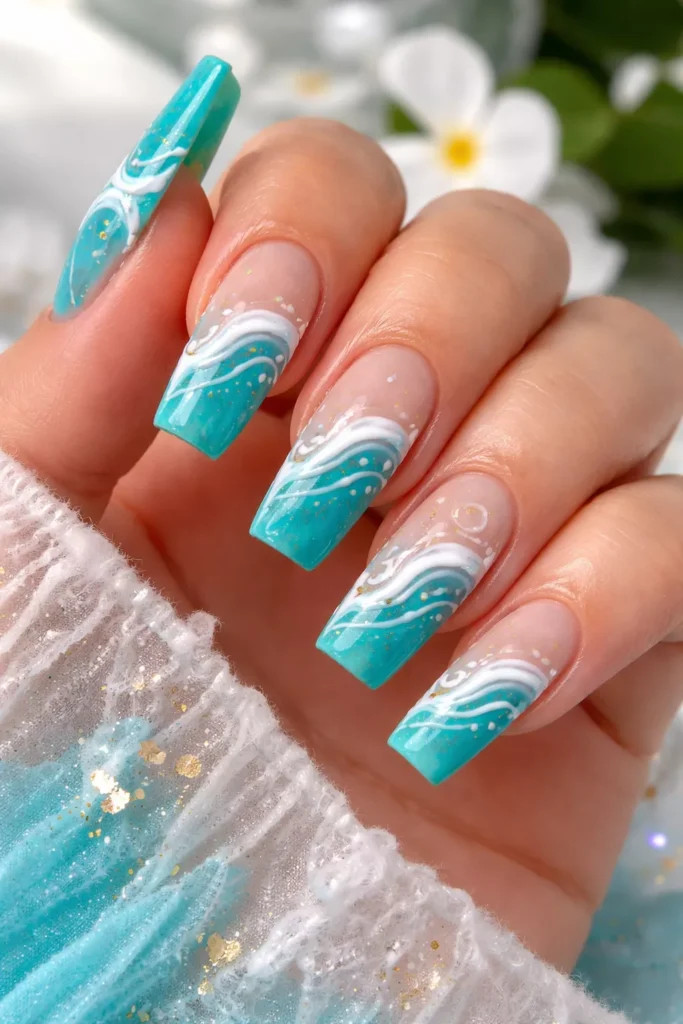 Summer Beach Visual Idea — Turquoise Nails