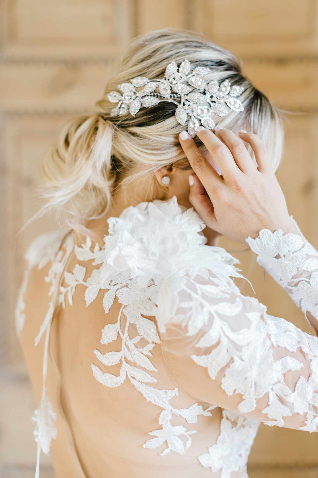 Blonde Updo With Jeweled Accessory Blonde Updo With Jeweled Accessory — Wedding Hairstyles for Thin Hair