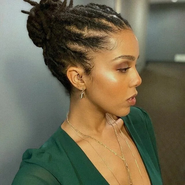 Sleek Black Locs High Bun Sleek Black Locs High Bun — Loc Styles for Work