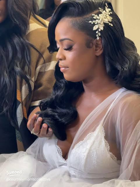 Voluminous Waves With Sparkling Accessory Voluminous Waves With Sparkling Accessory — Rehearsal Dinner Hairstyles