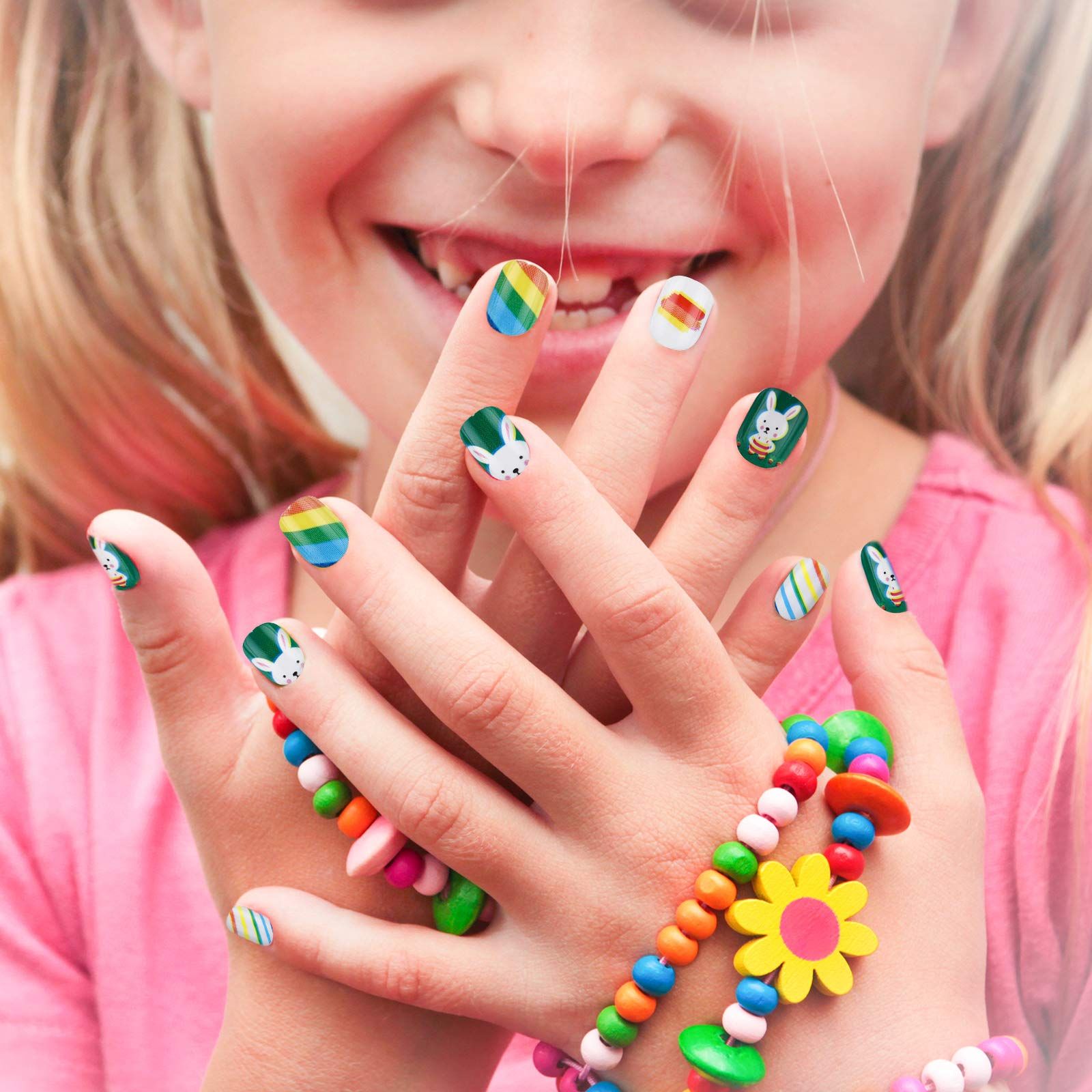 Playful Rainbow and Bunny Stickers — Nails for Little Girls