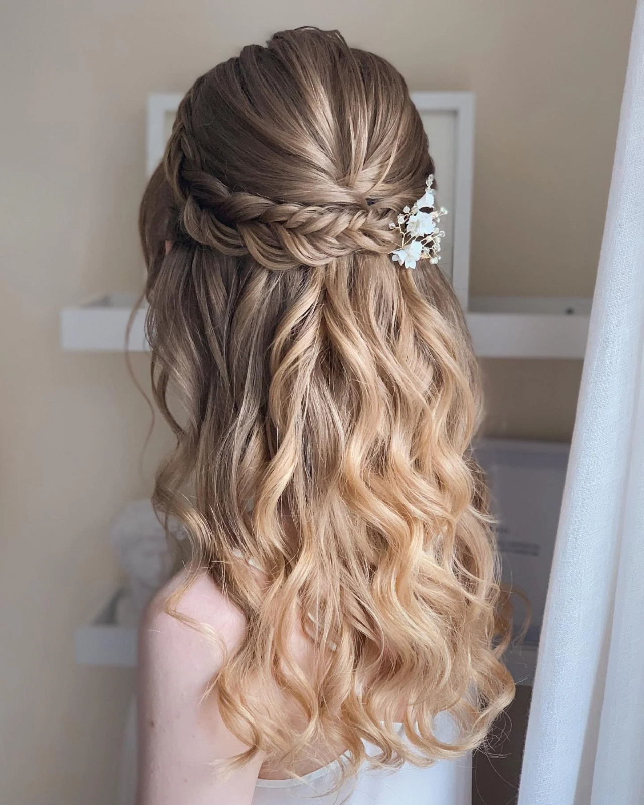 Blonde Balayage With Crown Braid Blonde Balayage With Crown Braid — Half Up Half Down with Braids