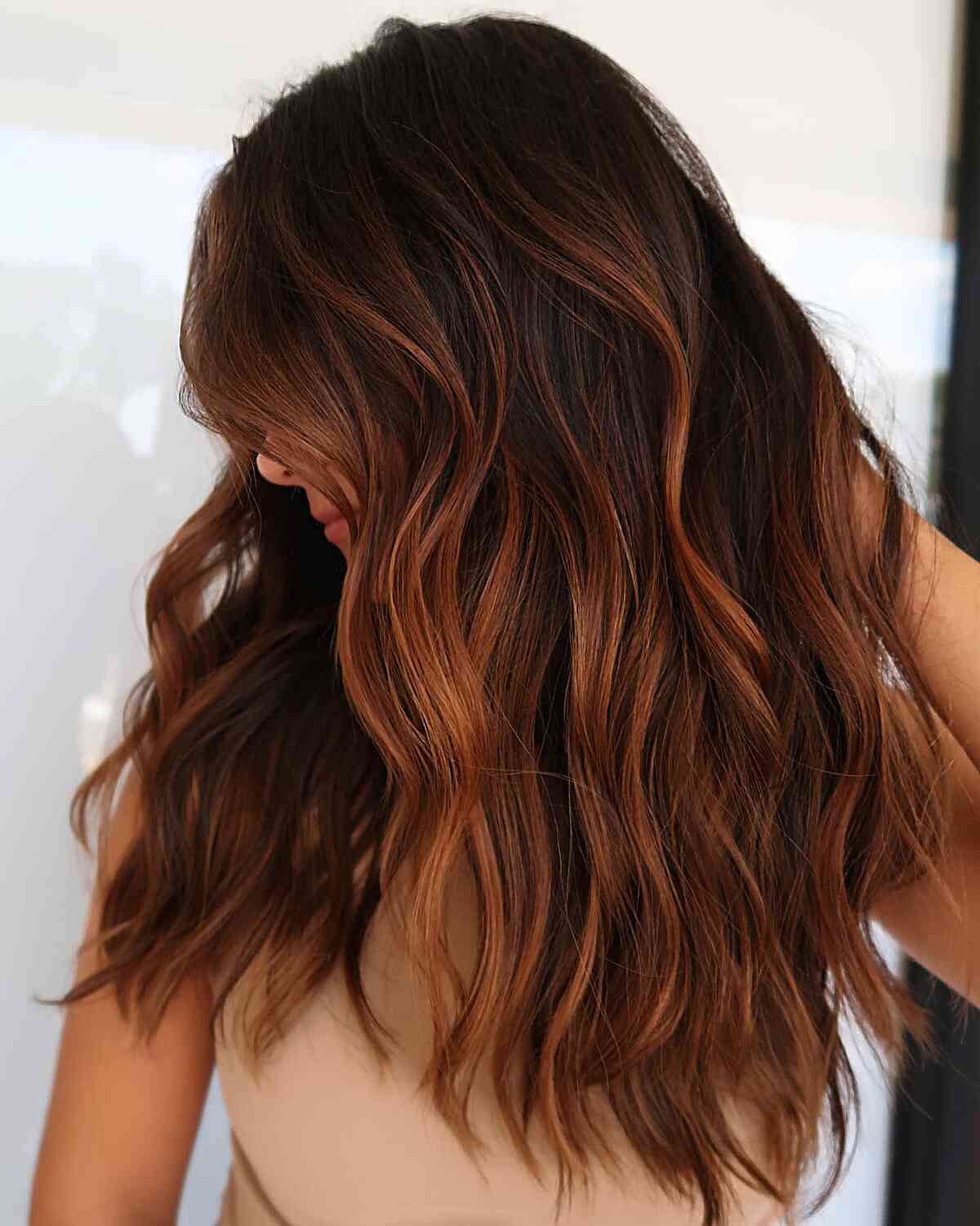 Dark Brown With Auburn Balayage Dark Brown With Auburn Balayage — Dark Auburn Hair