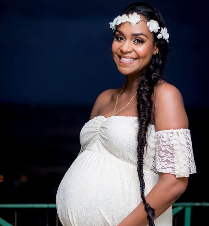 Long Dark Brown Braided Style with Flower Crown — Baby Shower Hairstyles